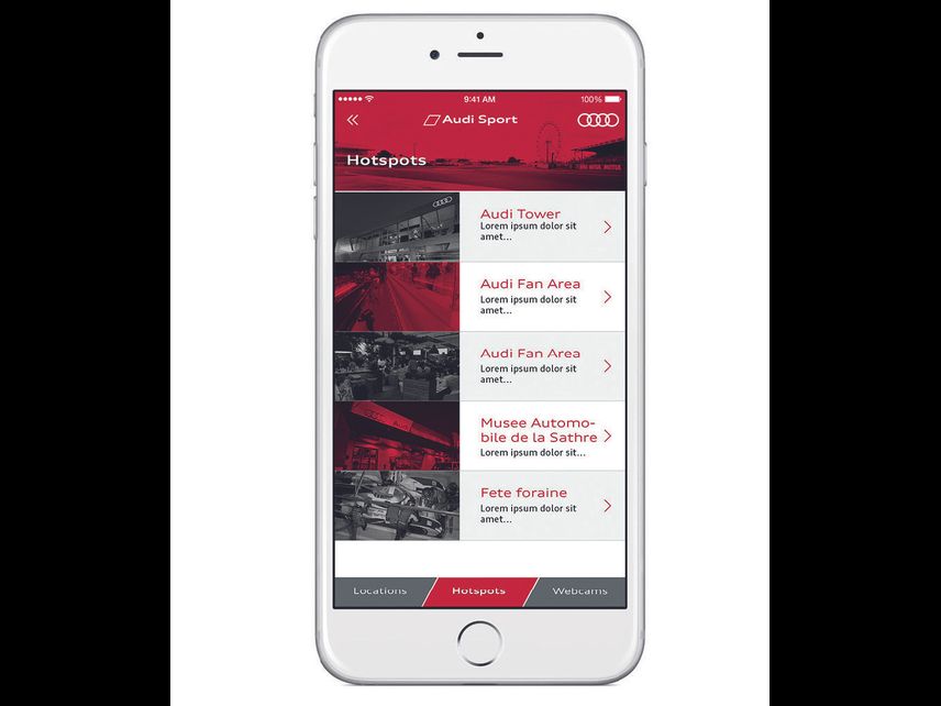 media image 13 for project Audi Lemans 2015: PWA Mobile App for VIP guests.