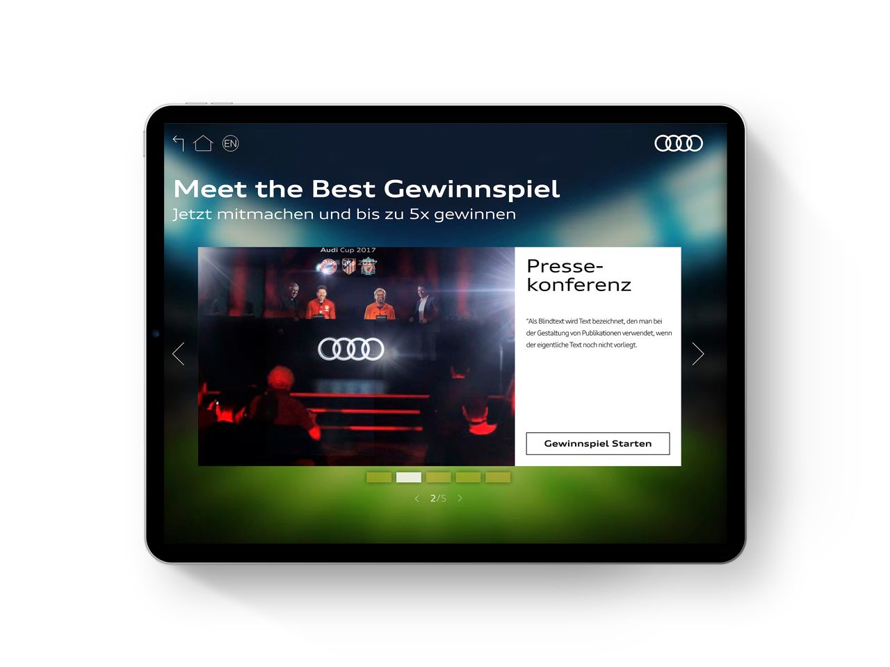 media image 4 for project Audi Cup 2017 Lottery App