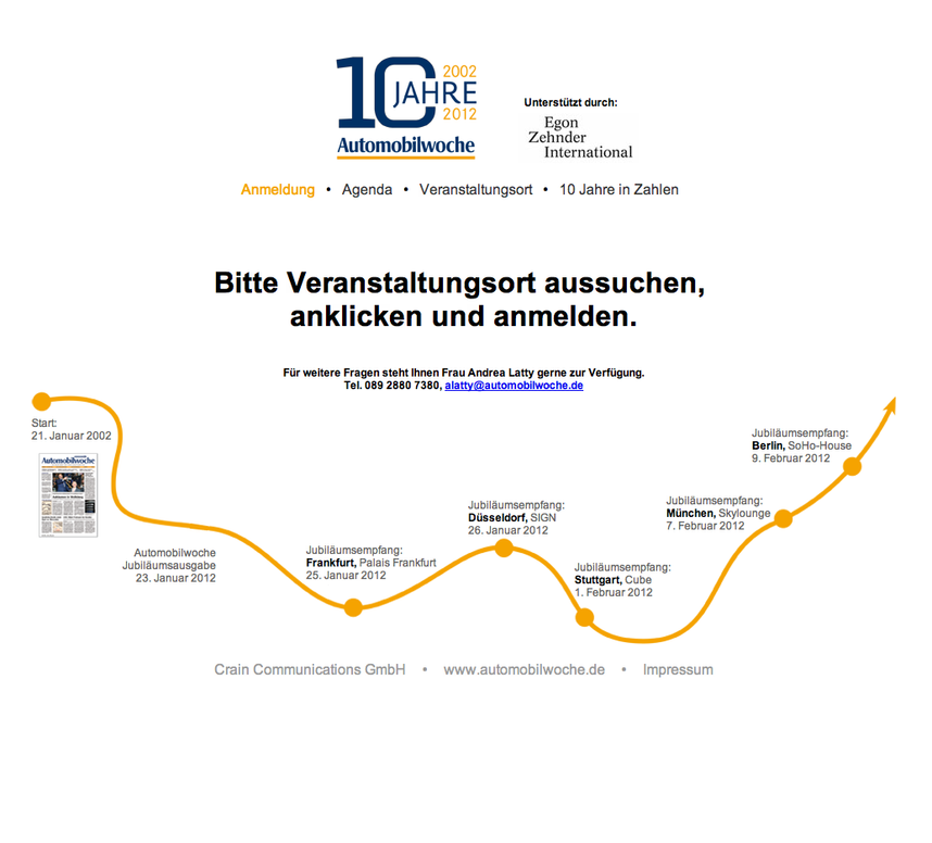 media image 0 for project 10 Years - Automobilwoche - Event program